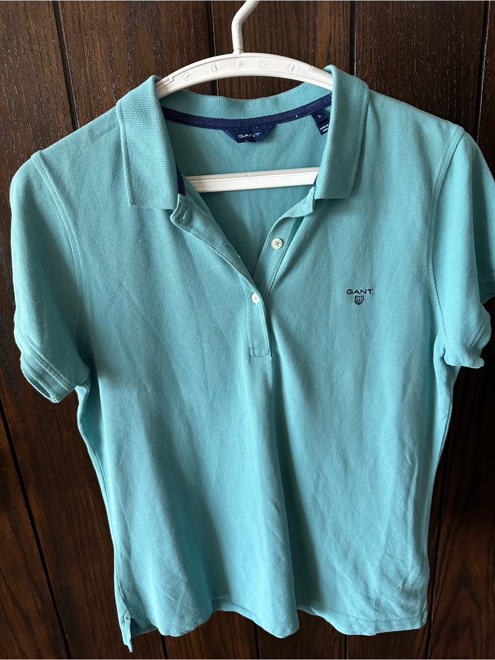 GANT Polo Shirt in Aqua with Navy Trim